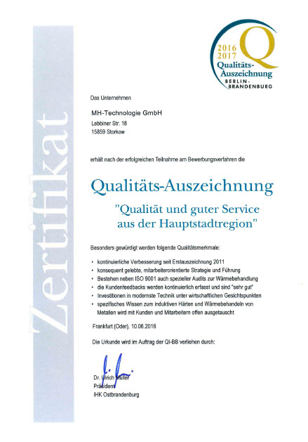 urkunde mh technologie